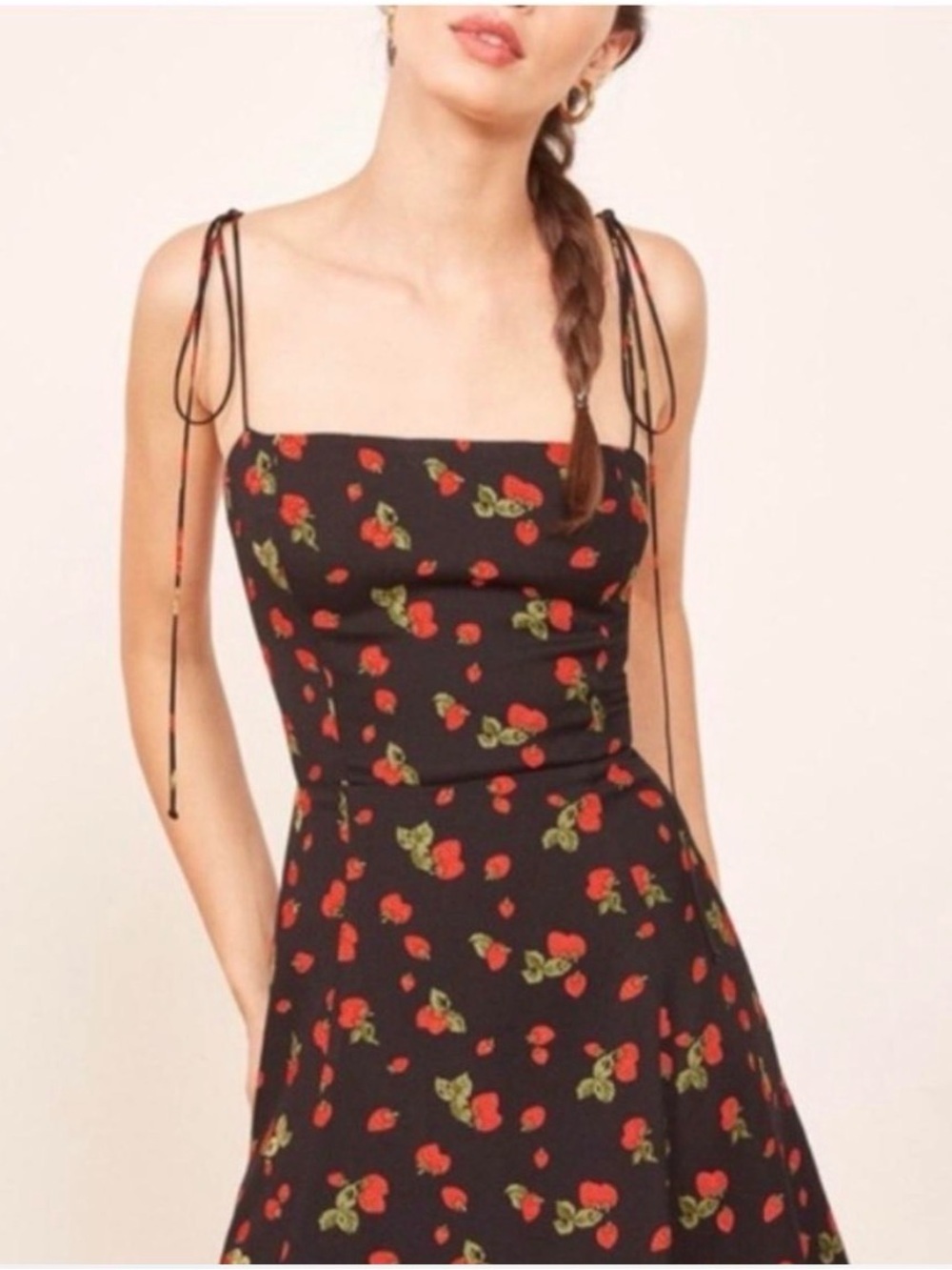 Reformation red rose print party dress size 2 NWT